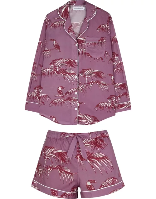 Desmond & Dempsey Bocas Printed Cotton Pyjama set - Purple