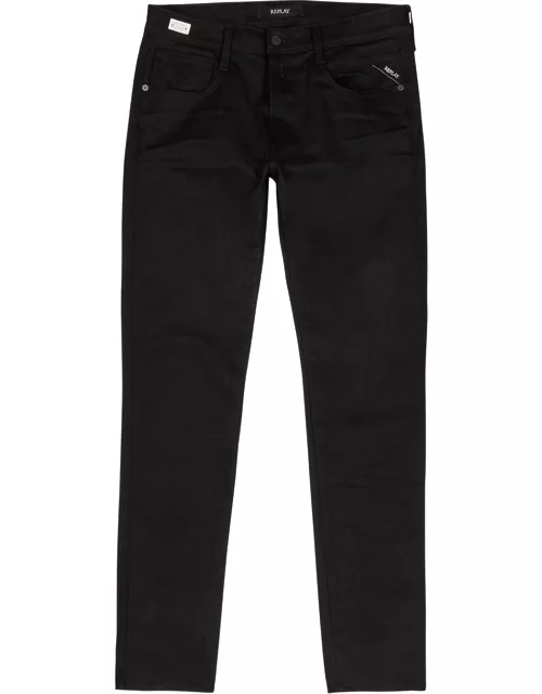 Replay Anbass Hyperflex Slim-leg Jeans - Black - W33/