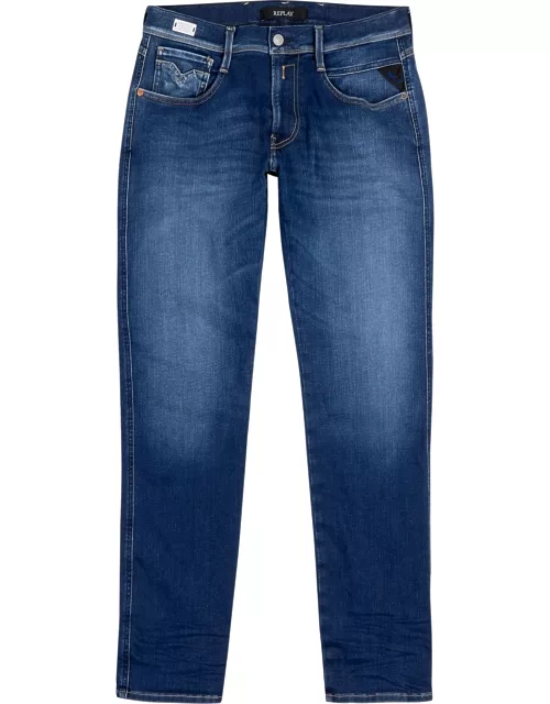 Replay Anbass Hyperflex Blue Slim-leg Jeans - Dark Blue - W30/
