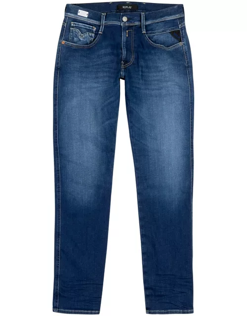 Replay Anbass Hyperflex Blue Slim-leg Jeans - Dark Blue - W36/