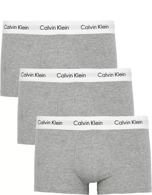 Calvin Klein Stretch-cotton Low-rise Trunks - set of Three - Grey