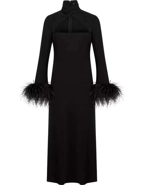16 Arlington Odessa Feather-trimmed Maxi Dress - Black