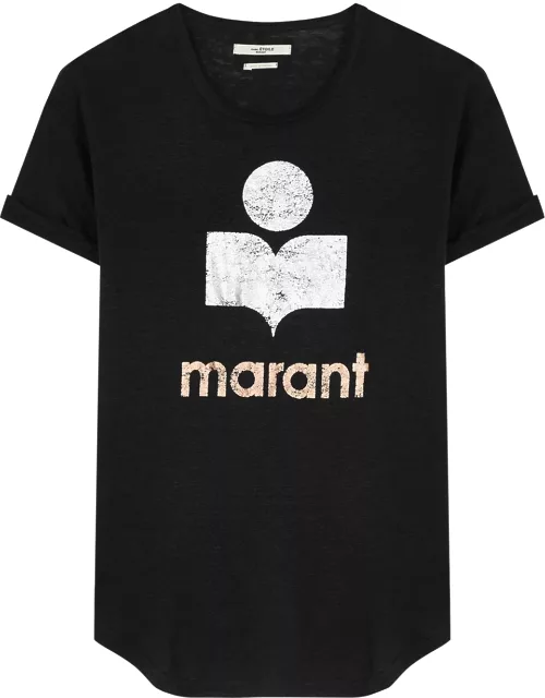 Isabel Marant étoile Koldi Logo-print Linen T-shirt - Black And Silver