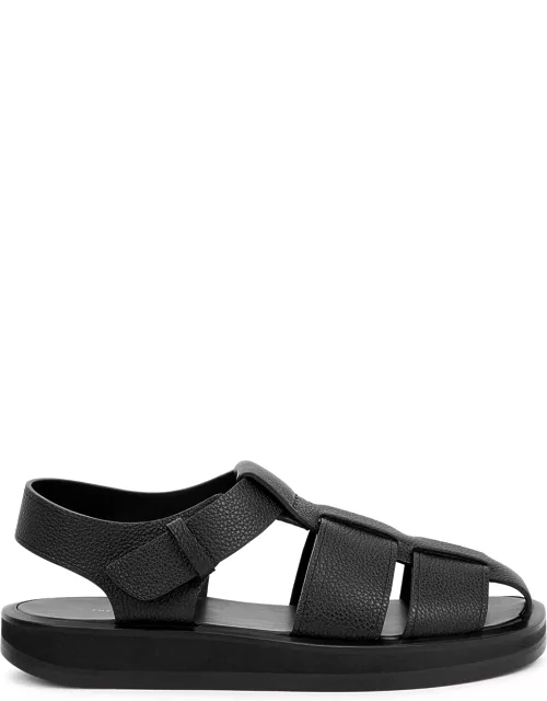 The Row Fisherman Leather Sandals - Black