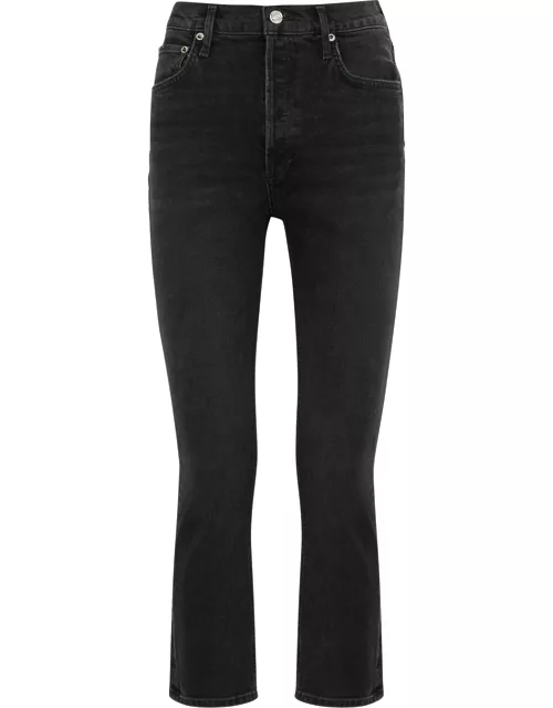 Agolde Riley Black Slim-leg Jeans