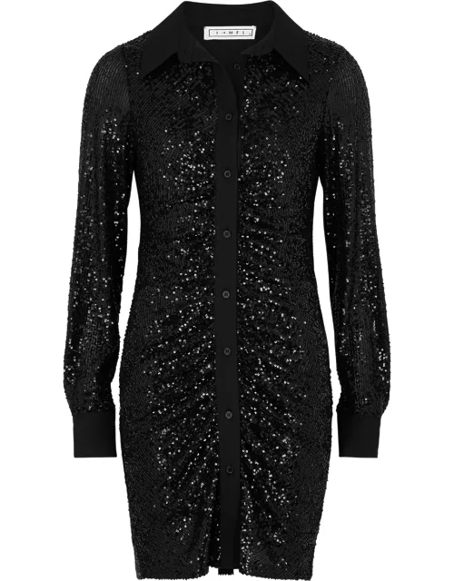 IN The Mood For Love Lina Sequin Shirt Dress - Black
