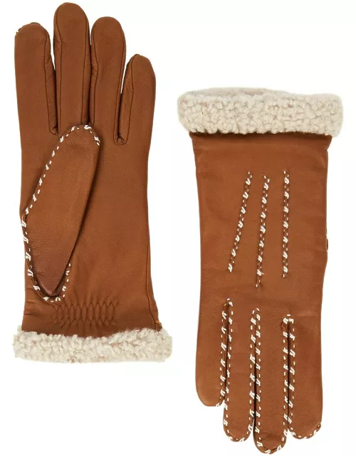 Agnelle Marie Louise Leather Gloves - Brown