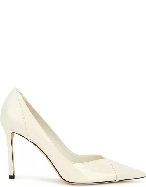 Jimmy Choo Cass 95 Off-white Leather Pump