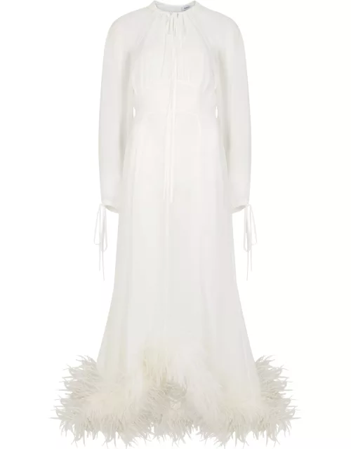 16ARLINGTON Davis Feather-trimmed Dress, Dress, White