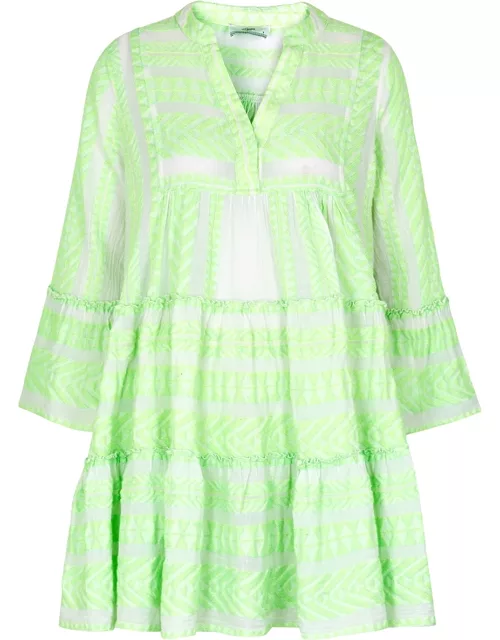 Devotion Ella Embroidered Stretch-cotton Mini Dress, Mini Dress, Green