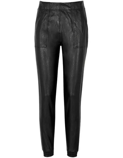 Spanx Black Faux Stretch-leather Sweatpants
