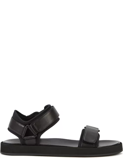 The Row Hook And Loop Black Leather Sandals