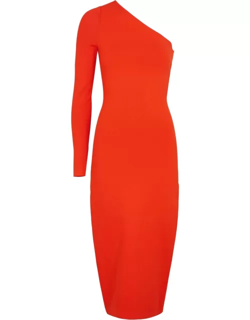 Victoria Beckham VB Body One-shoulder Stretch-knit Midi Dress - Orange