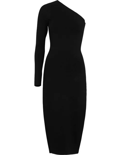 Victoria Beckham VB Body One-shoulder Stretch-knit Midi Dress - Black