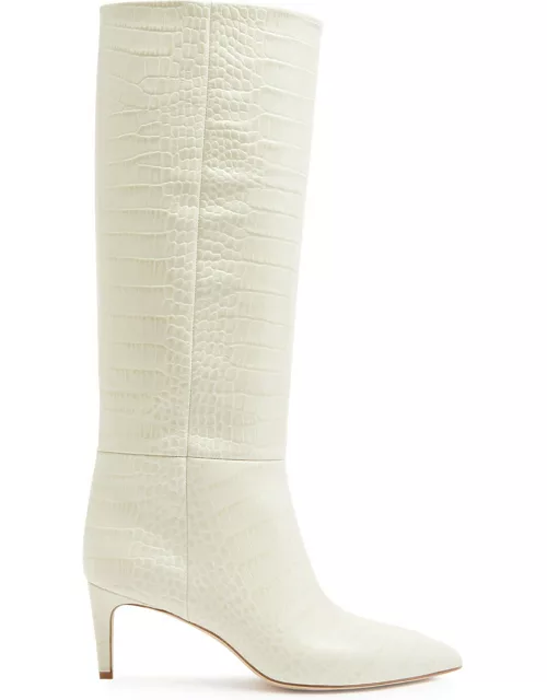 Paris Texas 60 Crocodile-effect Leather Knee-high Boots - Ivory