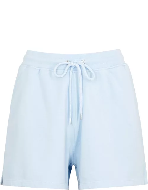 Colorful Standard Light Blue Cotton Shorts, Shorts, Slant Side