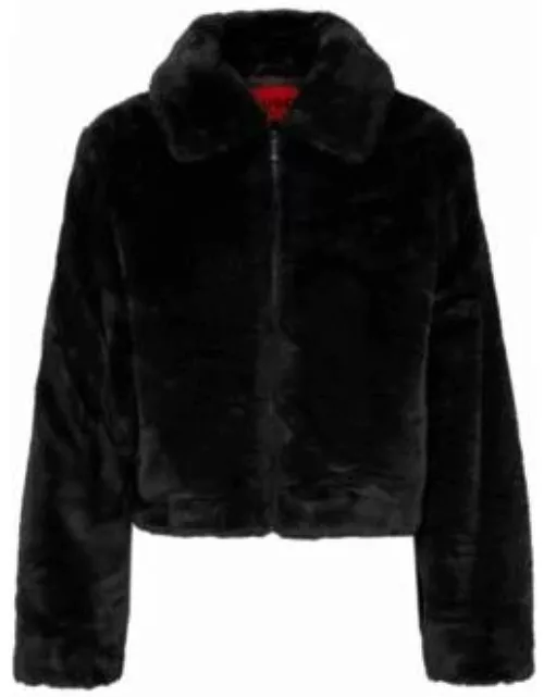 Relaxed-fit jacket in faux fur- Black Women's Casual Jacket