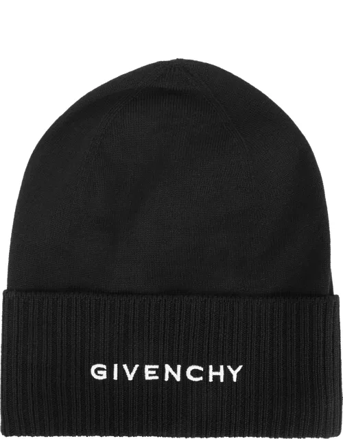 Givenchy Logo-embroidered Wool Beanie - Black