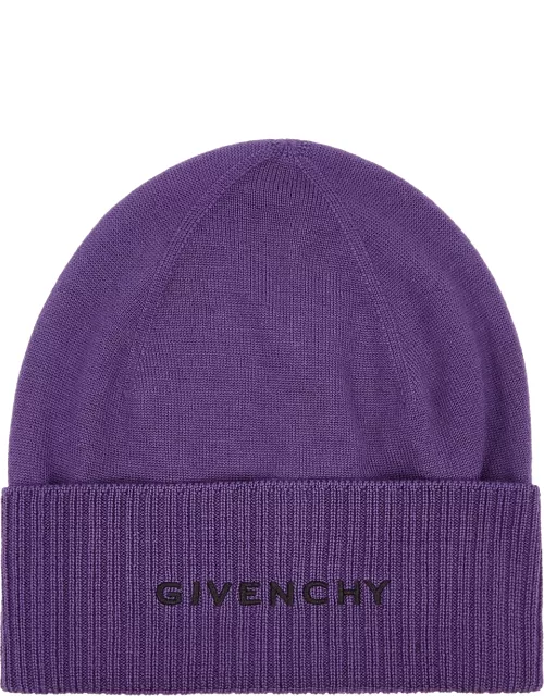 Givenchy Logo-embroidered Wool Beanie - Purple