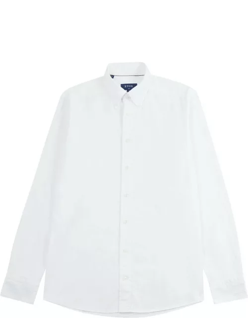 Eton Piqué Cotton Oxford Shirt - White