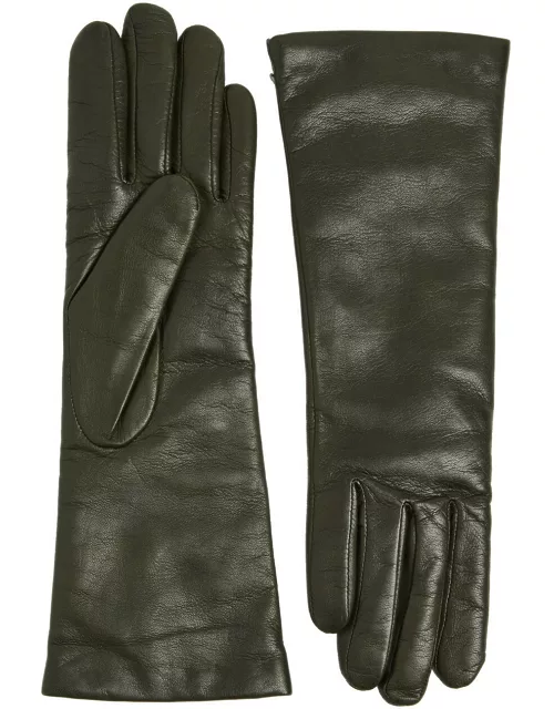 Agnelle Christina Leather Gloves - Olive