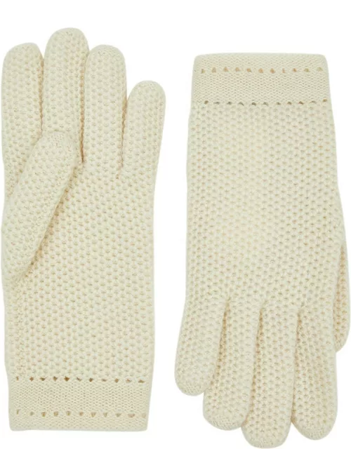 Inverni Waffle-knit Cashmere Gloves - Ivory - One