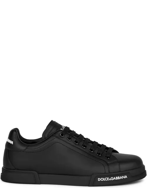 Dolce & Gabbana Portofino Leather Sneakers - Black - 8, Dolce & Gabbana Trainers, Lace up Front