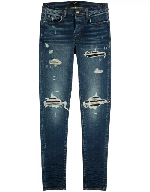 Amiri MX1 Distressed Skinny Jeans - Blue