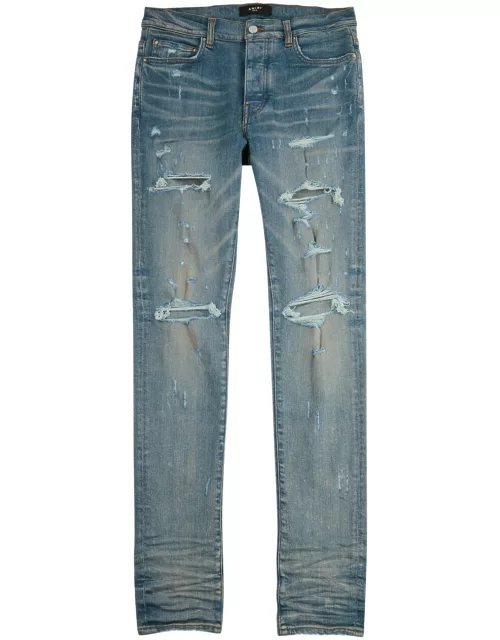 Amiri Thrasher Plus Distressed Skinny Jeans - Light Blue