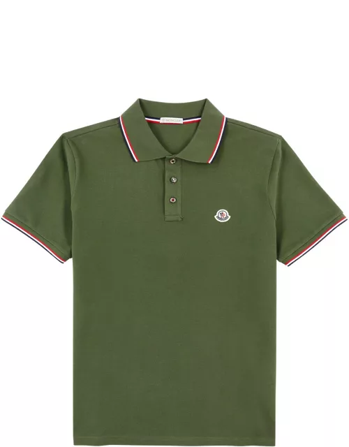 Moncler Piqué Cotton Polo Shirt - Khaki