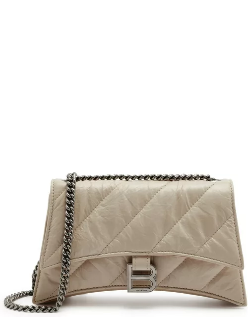 Balenciaga Crush Quilted Leather Wallet on Chain, Leather Wallet, Sand