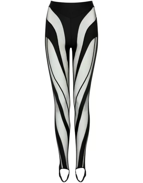 Mugler Spiral Panelled Stirrup Leggings - Black