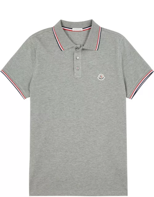 Moncler Logo Piqué Cotton Polo Shirt - Grey