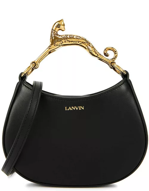 Lanvin Hobo Cat Mini Leather Top, Top Handle Bag, Bag, Black - Light Pink