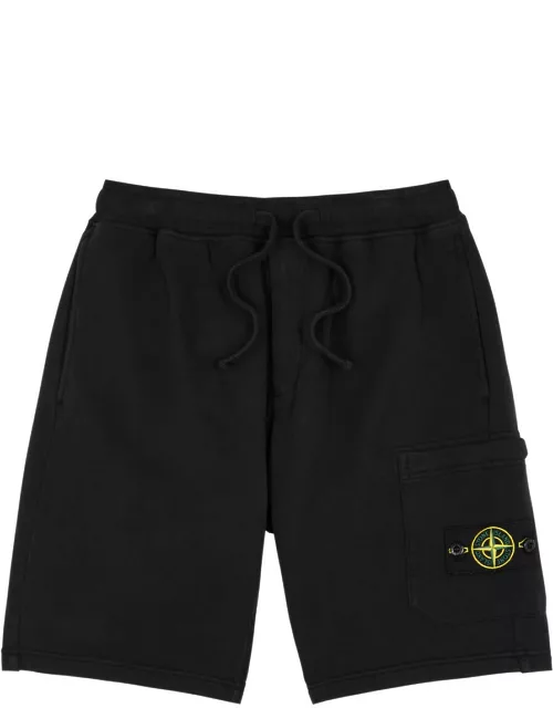 Stone Island Logo Cotton Shorts - Black