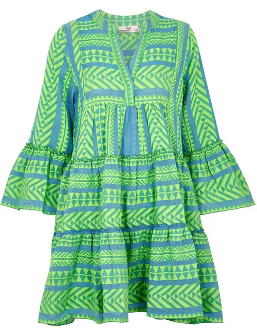 Devotion Ella Embroidered Cotton-blend Mini Dress - Green