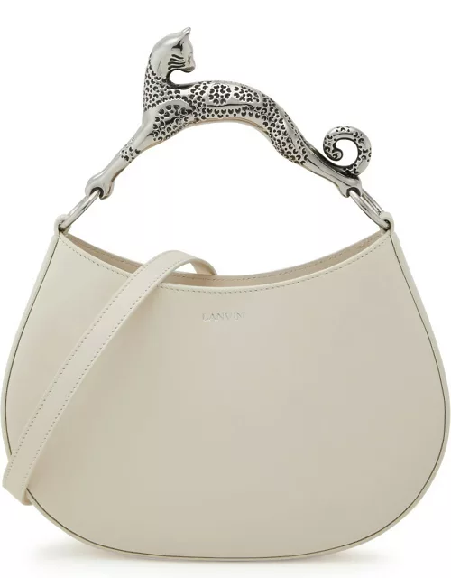 Lanvin Hobo Cat Small Leather Top Handle Bag, Leather Bag, White