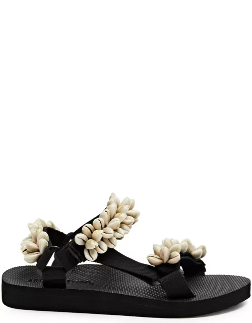 Arizona Love Trekky Shell Embellished Handmade Sandals, Sandals, Black