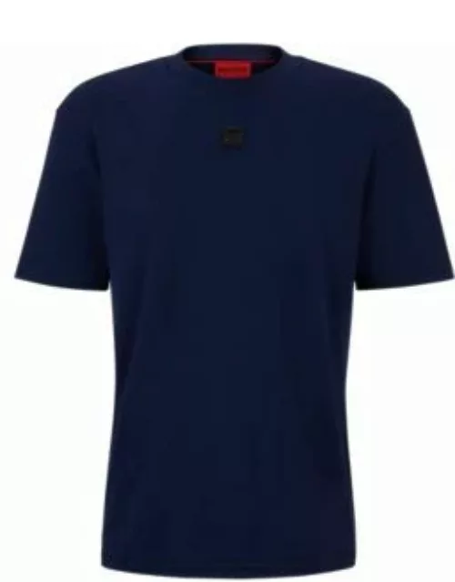 Interlock-cotton T-shirt with stacked logo- Dark Blue Men's T-Shirt