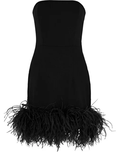16 Arlington Minelli Feather-trimmed Mini Dress - Black