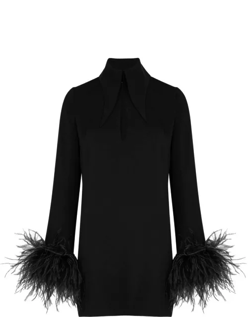 16 Arlington Michelle Feather-trimmed Mini Dress - Black
