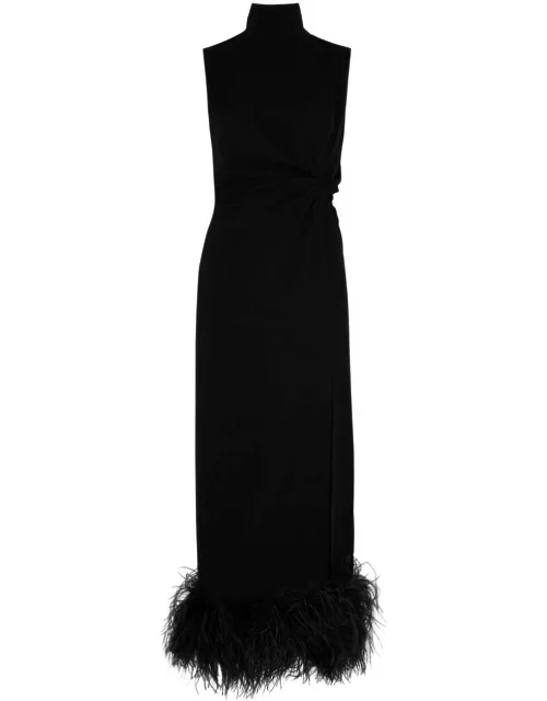 16 Arlington Maika Feather-trimmed Maxi Dress - Black