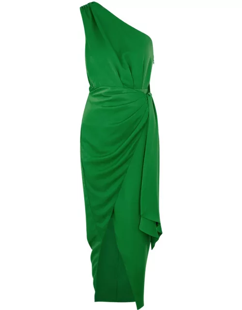Misha Brooks Draped Satin Midi Dress - Green