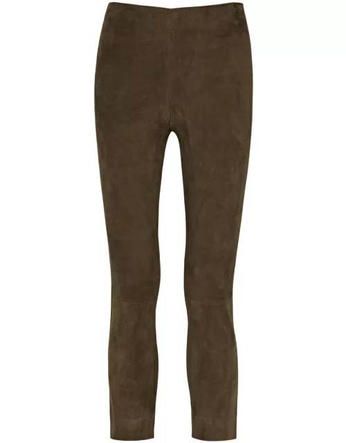 Vince Split-cuff Suede Trousers - Brown