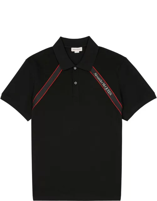 Alexander Mcqueen Logo-tape Piqué Cotton Polo Shirt - Black