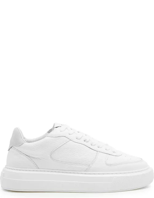 Cleens Court Grained Leather Sneakers - White - 11, Cleens Trainers, Panelled
