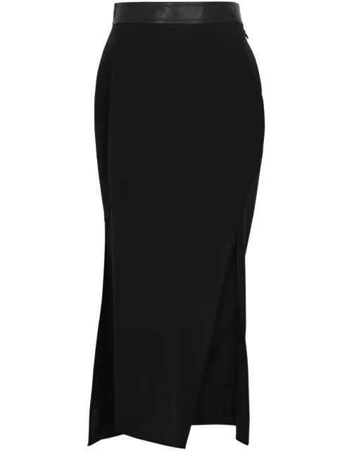 Helmut Lang Side-split Woven Midi Skirt - Black