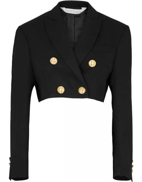Palm Angels Double-breasted Cropped Twill Blazer - Black Gold