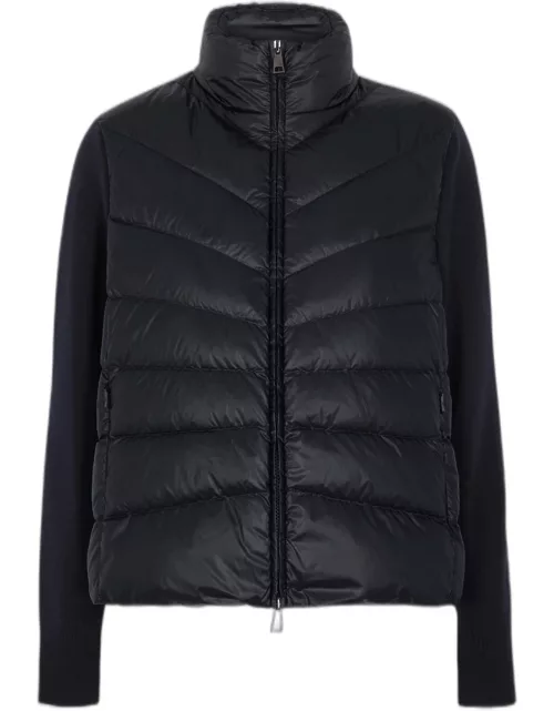 Moncler Quilted Shell and Wool Cardigan - Navy