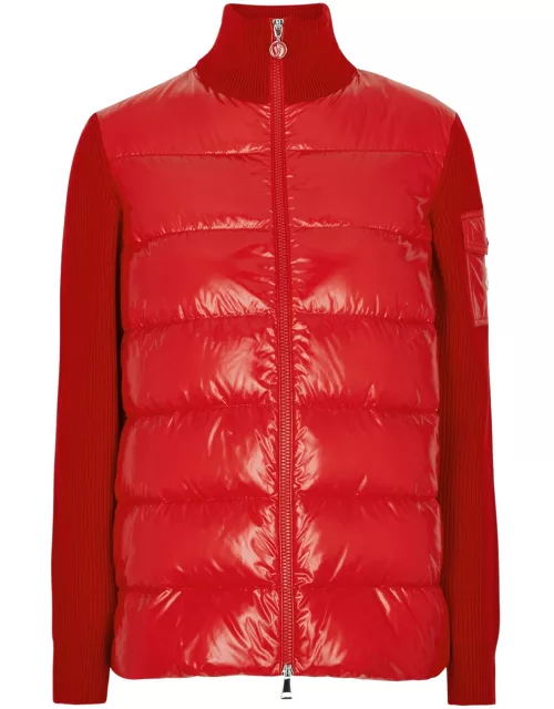 Moncler Quilted Shell and Wool Cardigan - Red